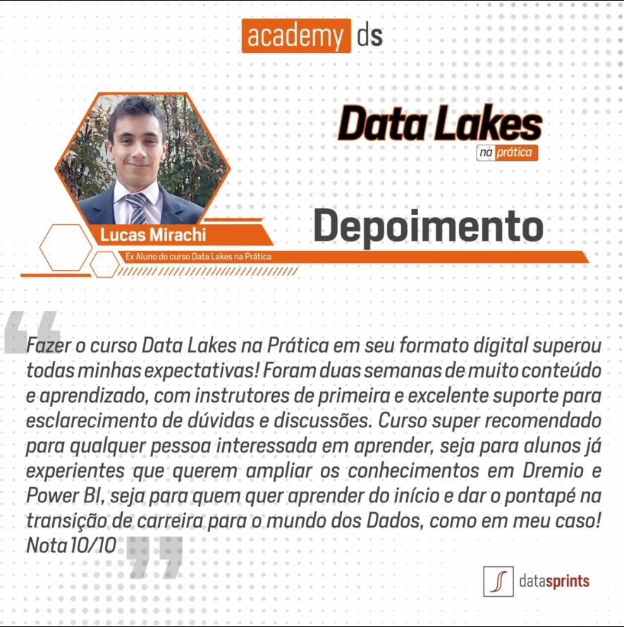 Confira como foi o sucesso do curso desenvolvido anteriormente: "Data Lakes na Prática".